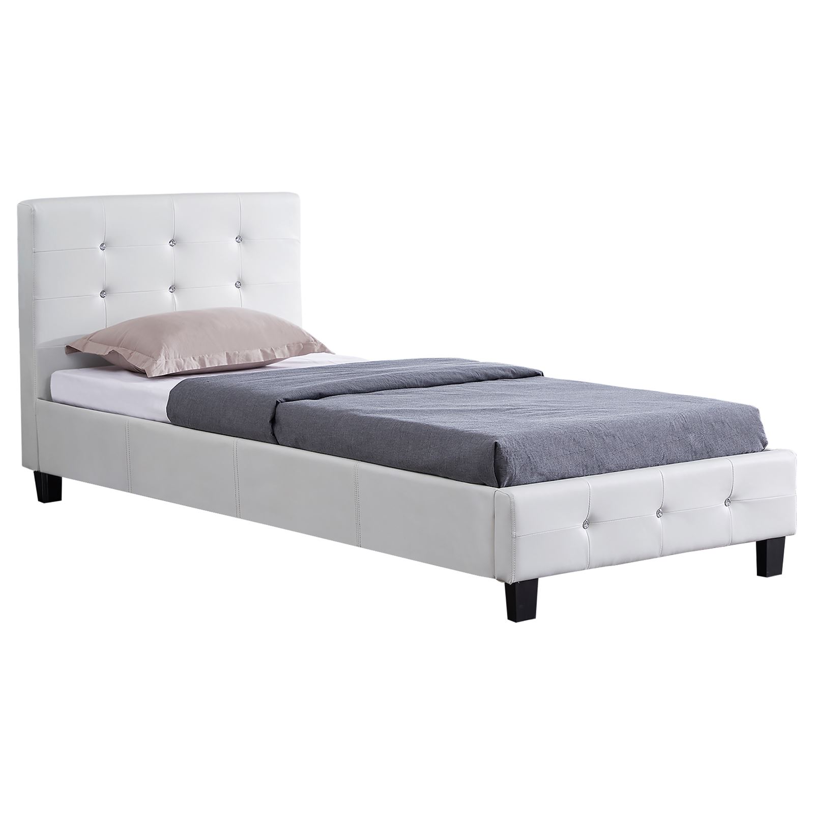 Idimex – Lit Simple 90x190 Cm Tico – Structure Capitonnée – 4 Pieds