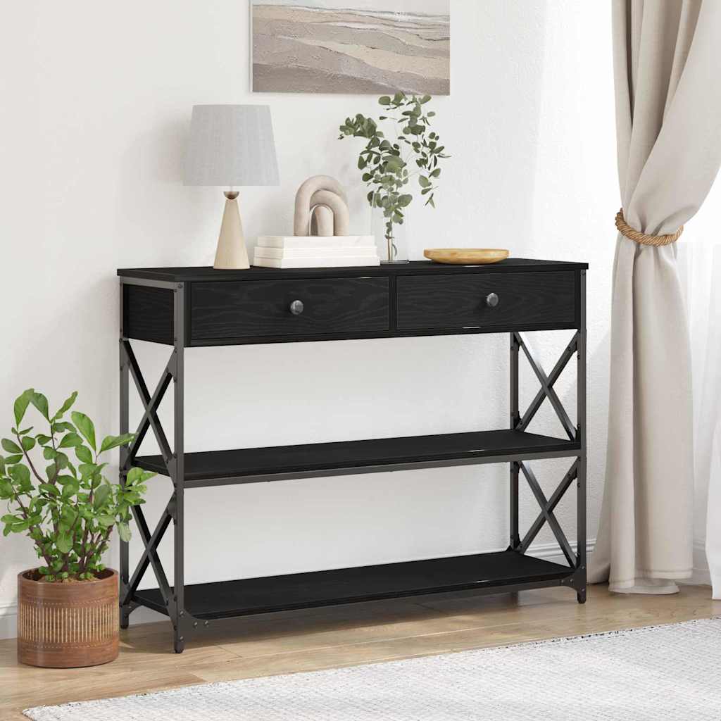 Table Console Avec Tiroir Chêne Noir 100 X 28 X 75 Cm Vidaxl