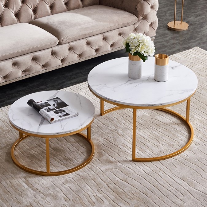 Lot De 2 Ronde Table Basse Gigogne 
