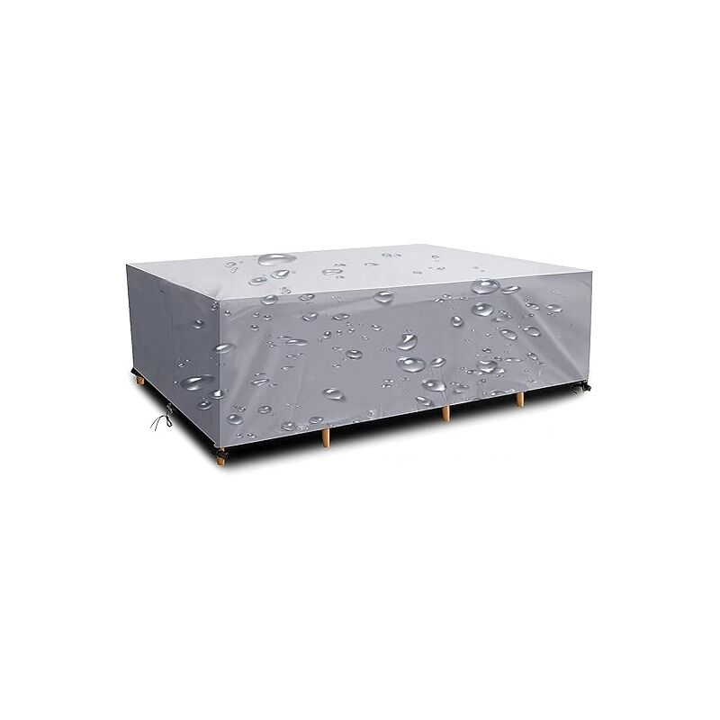 Housse Salon De Jardin 240x120x75cm 420d Oxford Argent Housse Table De Jardin Rectangulaire Protection Bache Table De Jardin Mobilier Extérieur Imperméable Coupe-vent Anti-uv Résistant Au Froid
