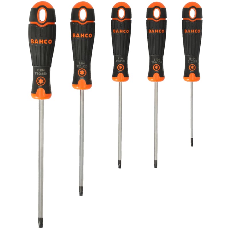 Bahco Orange Bahcofit Schraubendreher-Satz Für Tx-Schrauben Mit 2-Komponenten-Griff - 5-Tlg.