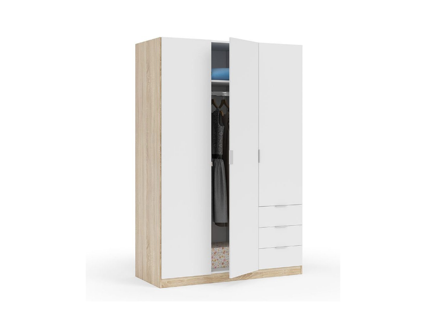 Altri - Armoire 121x52x180h Cm Avec 3 Portes Et 4 Étagères Chêne