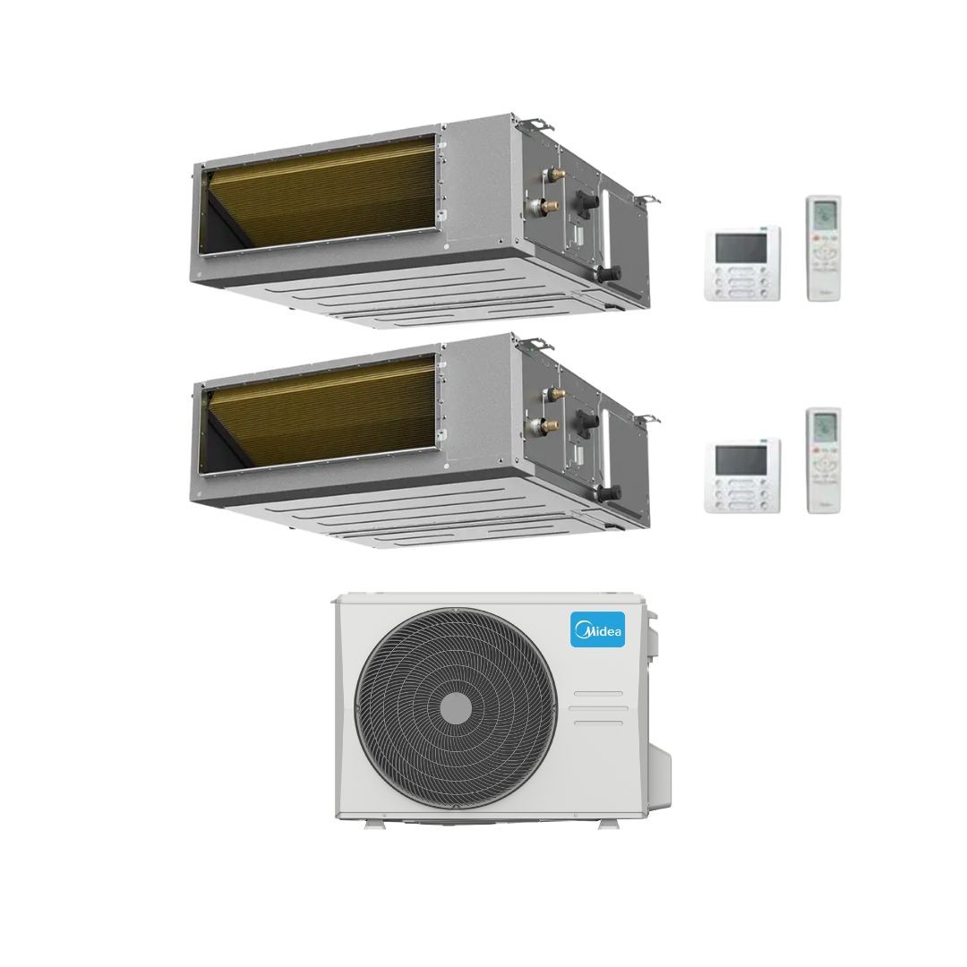 Midea Climatizzatore Canalizzato Dual Split Serie A7 Mtj 9+12 Con M5oe-42hfn8-q Inverter R 32 Wi-fi Classe A++ Midea