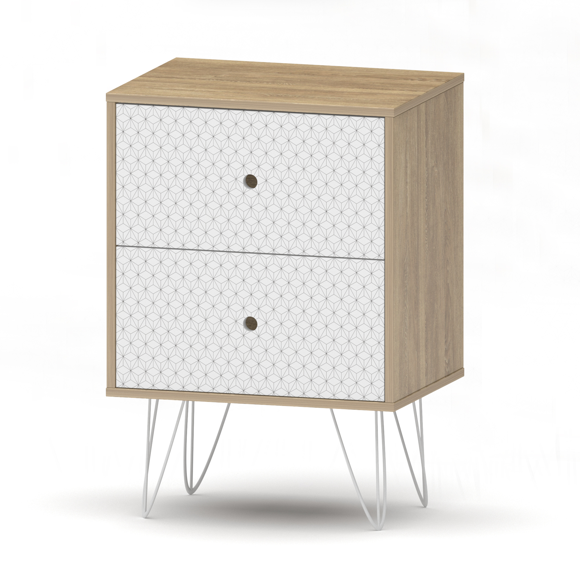 Table De Chevet Sigrid 2 Tiroirs Scandinaves Bois Et Blanc