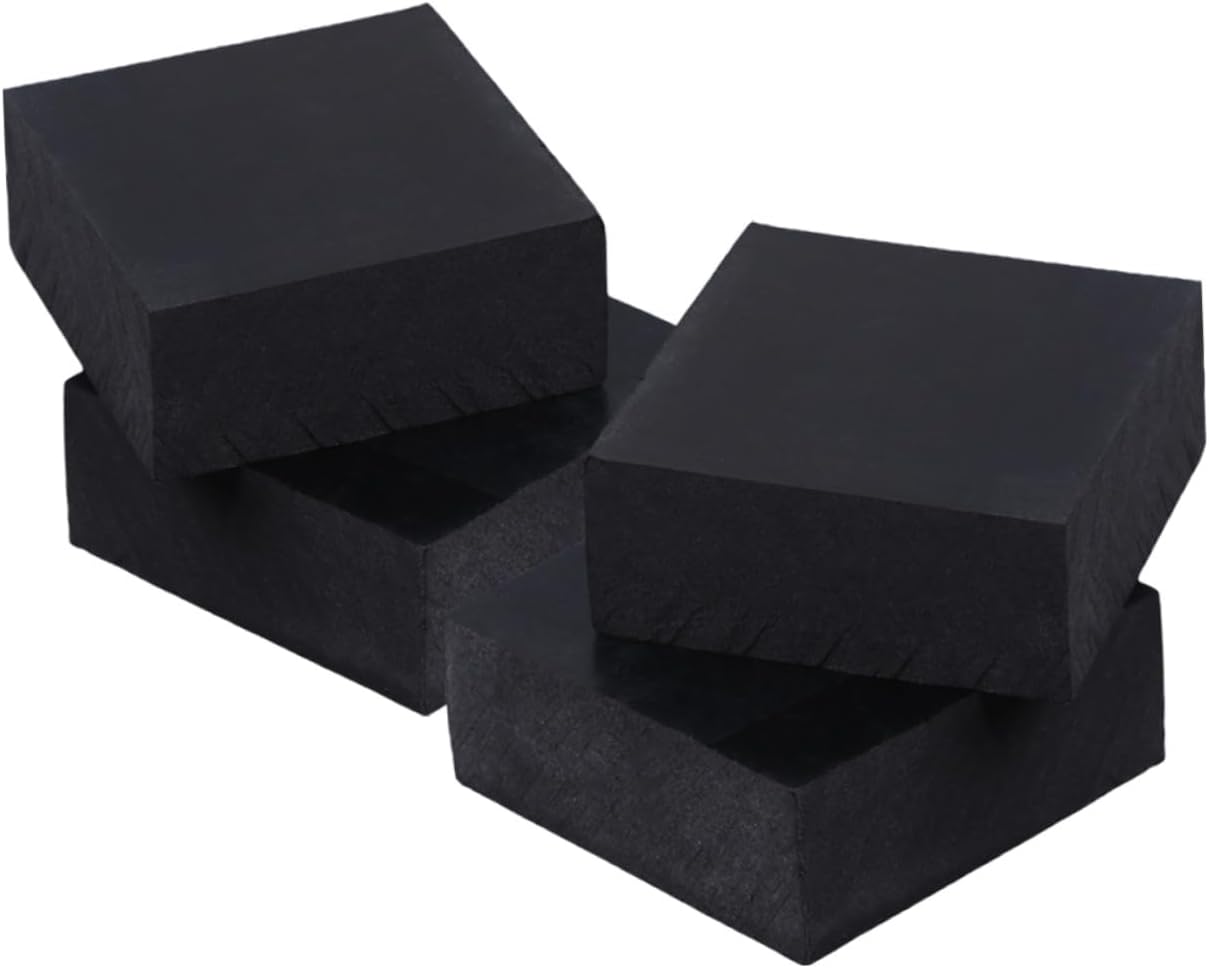 Patins carrés en caoutchouc amortisseurs anti-vibrations, noir, lot de 4