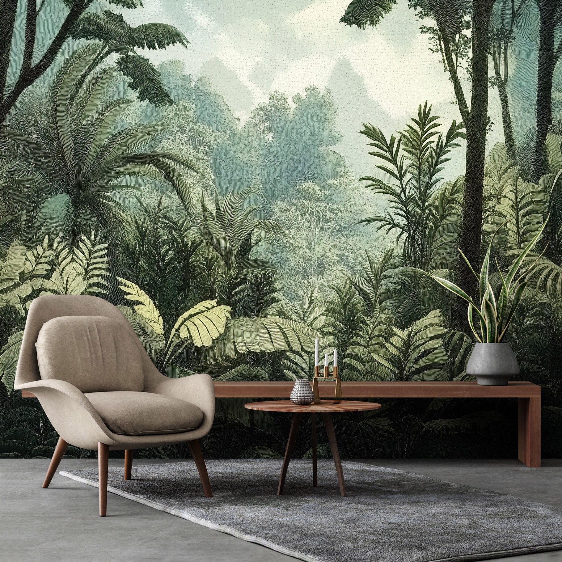 Wallarena Vlies Fototapete Landchaft 250x175 Cm, Tapeten, Für Wohn Und Schlafzimmer, Vliestapete Wandtapete Tapete 3d Effekt- Inkl. Kleister - Dschungel Grün