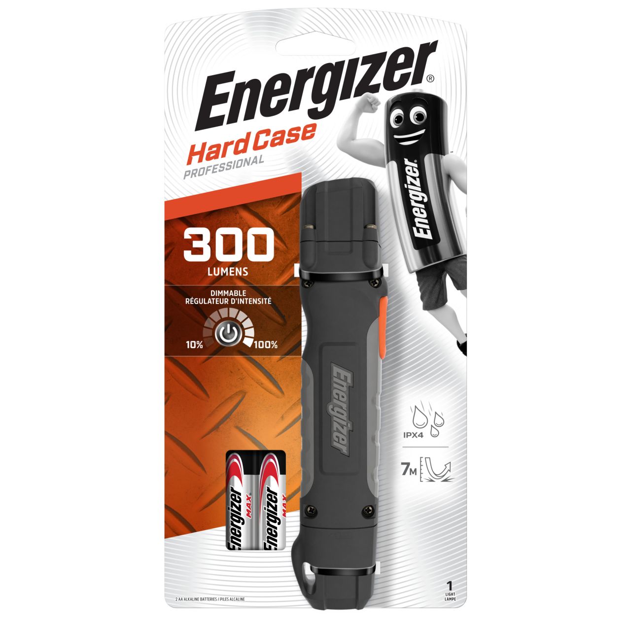 Energizer Schwarz Hardcase 2Aa Led Taschenlampe Batteriebetrieben 300 Lm 340 G