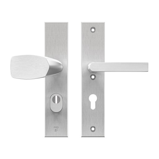 Axa Sicherheits Türbeschläge Set - Edge Plus - Türklinken Mit Langschild - Pc72 Mit Kernziehschutz - Kruk/knopf - Aluminium