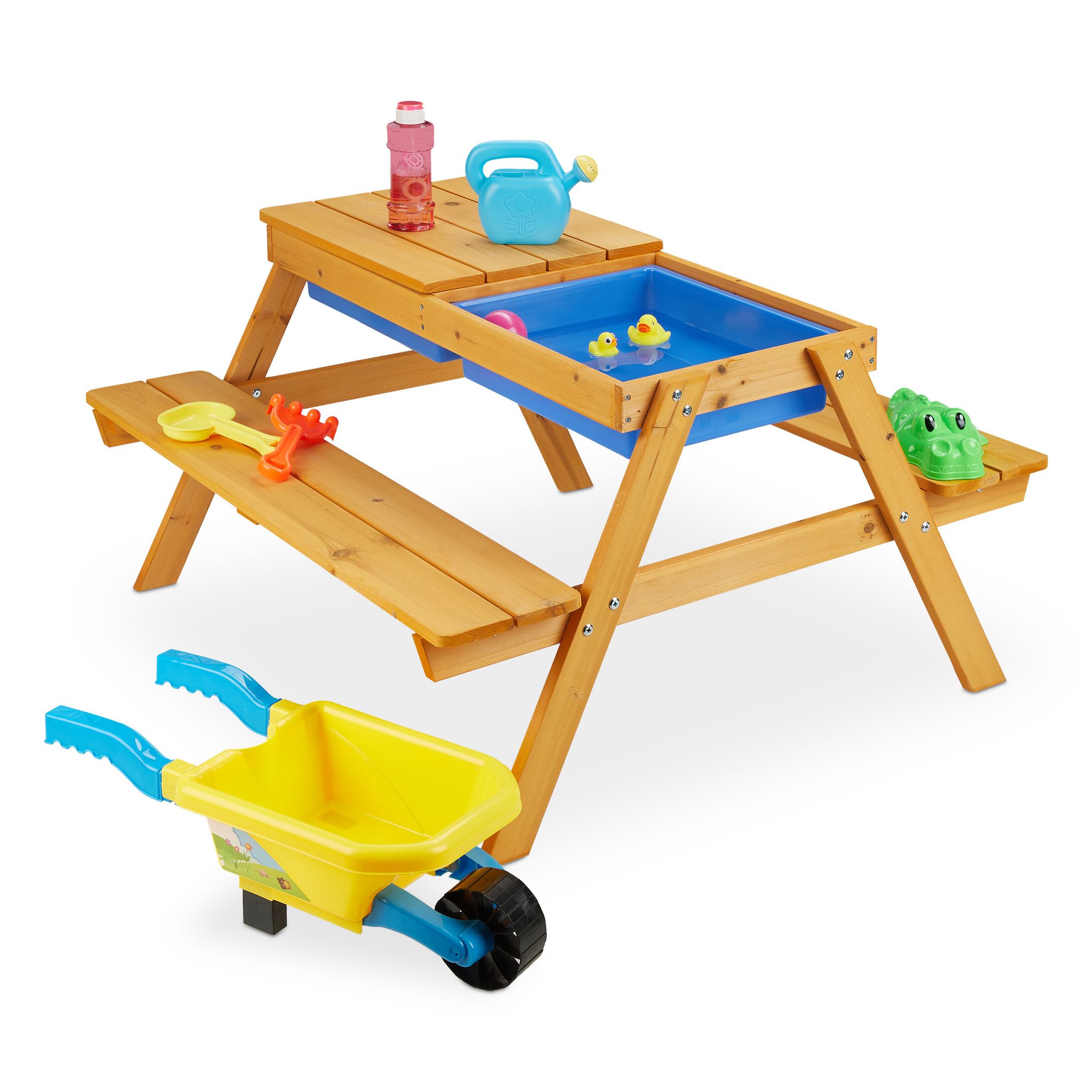 Relaxdays - Ensemble Chaise Table Enfants En Bois, 2 En 1 Pour Jeux Et Cuisine De Boue, Manger Dans Le Jardin,49x90x85 Cm