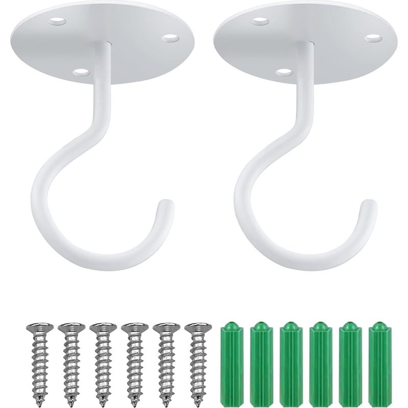 Crochets de suspension à visser en fer, blanc, charge 9 kg, lot de 2