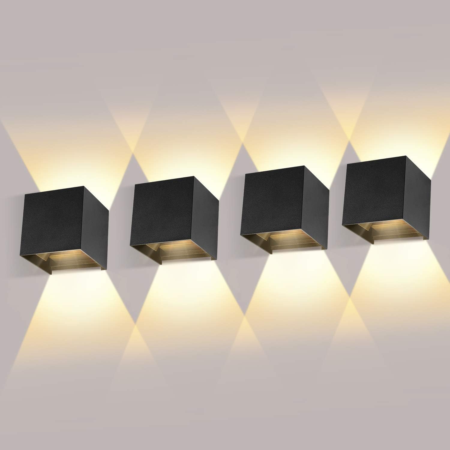 4 Pack Applique Murale Interieur/exterieur 12w 3000k Appliques Murales
