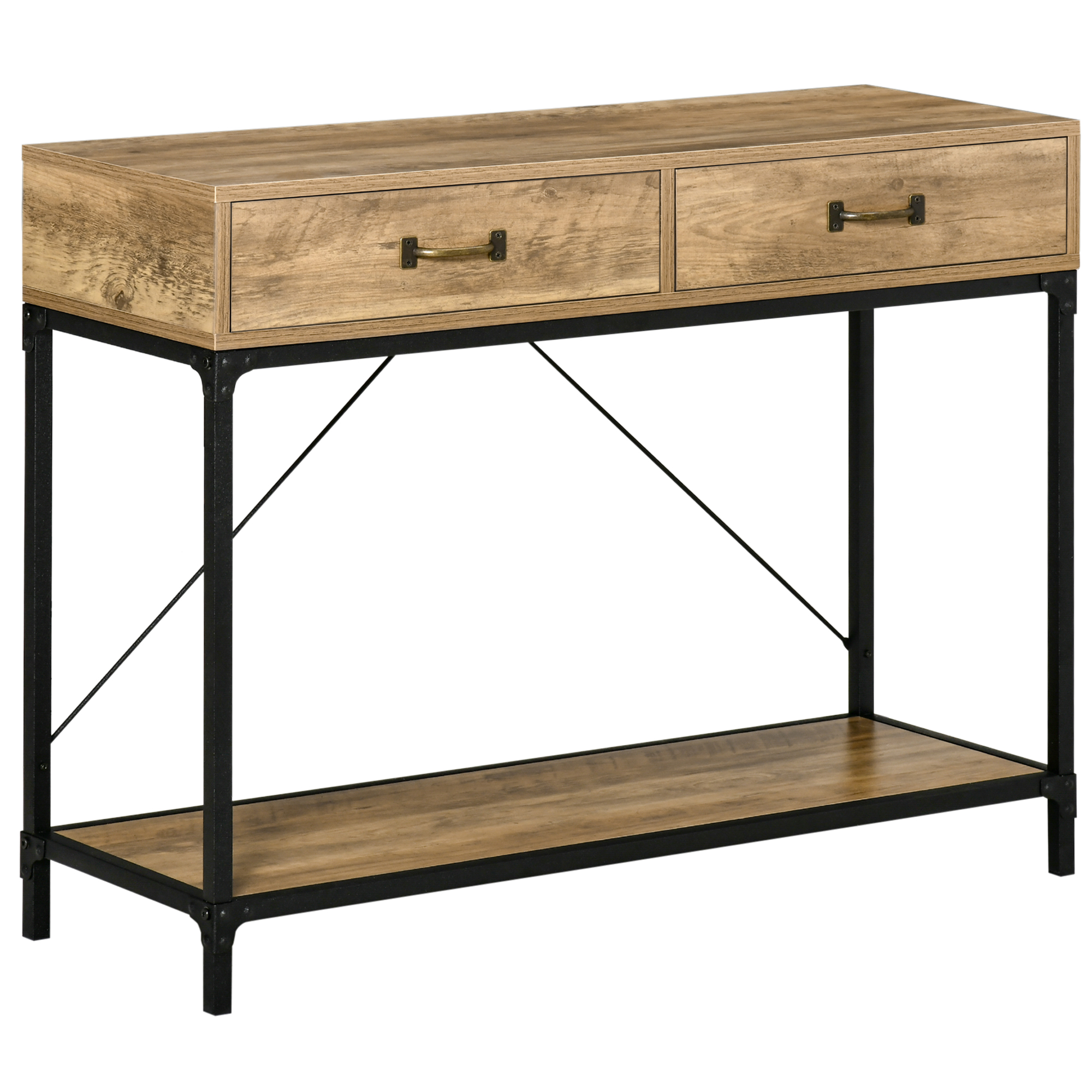 Console Table D'Appoint Design Industriel Dim. 100l X 35l X 76h Cm 2