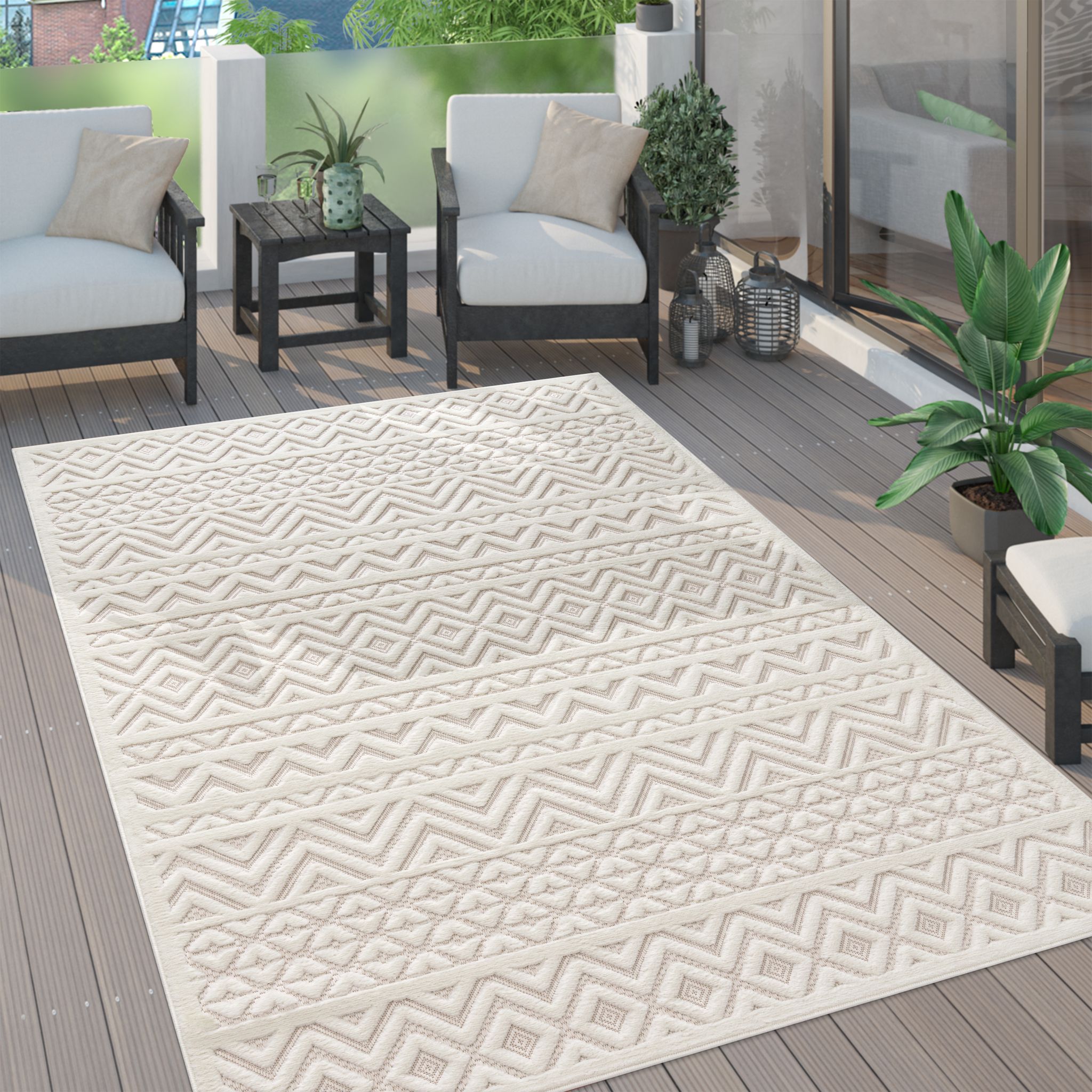Paco Home - Tapis Exterieur Terrasse Salon Cuisine Motif Scandinave