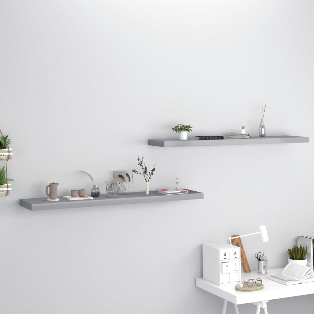 Vidaxl Grau Floating Wall Shelves 2 Pcs Grey 120X23,5X3,8 Cm Mdf
