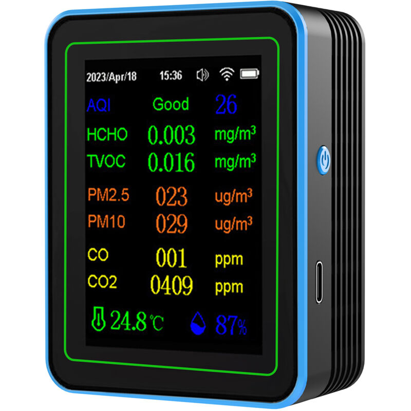 Rilevatore Di Qualità Dell'aria Wifi 12 In 1, Rilevatore Di Anidride Carbonica Con Visualizzazione Di Data/ora, Aqi Pm2.5 Pm10 Hcho Tvoc Co Co2 Temperatura Umidità, Tester Di Qualità Dell'aria Per Uff