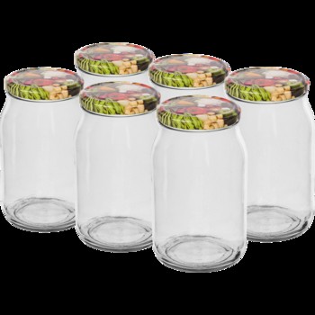 Glazen pot voorbereidingen met schroefdop 900 ml 6 stuks