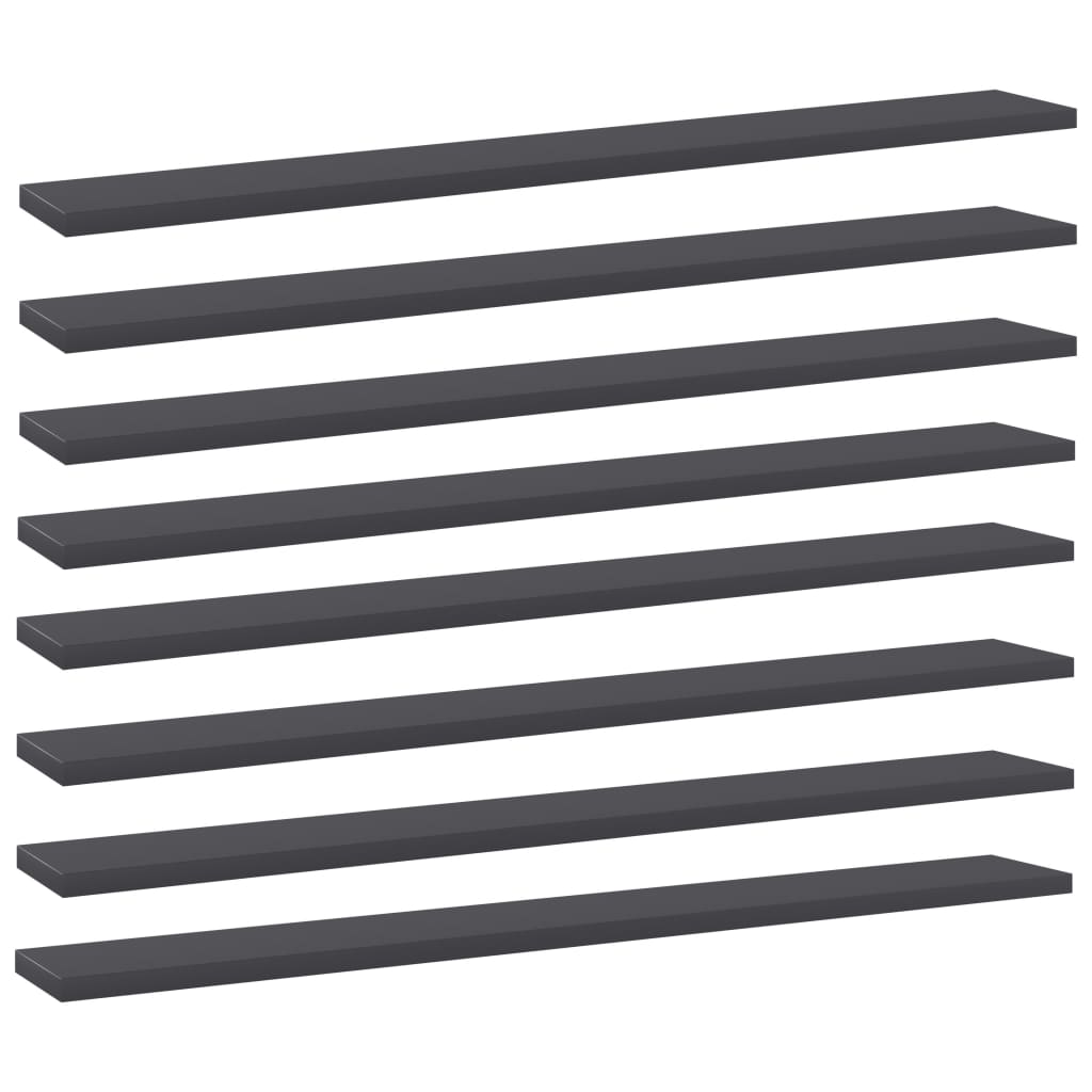 Bookshelf Boards 8 Pcs Grey 80x10x1.5 Cm Engineered Wood Vidaxl