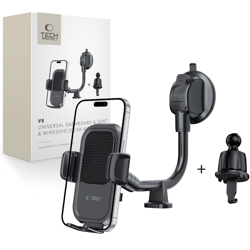 Oem Tech-Protect V8 Universal-Autohalterung Mit Langem Arm Für Armaturenbrett Und Windschutzscheibe, Schwarz