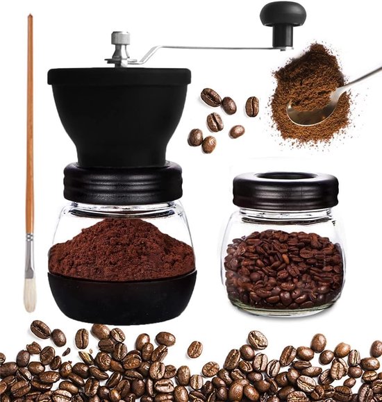 Macinacaffè Manuale, Macinaspezie Manuale, Barattoli In Vetro, Macine In Ceramica, Macinatura Regolabile, Facile Da Pulire, Design Portatile E Compatto, Set Da 3 Pezzi, Acciaio Inossidabile