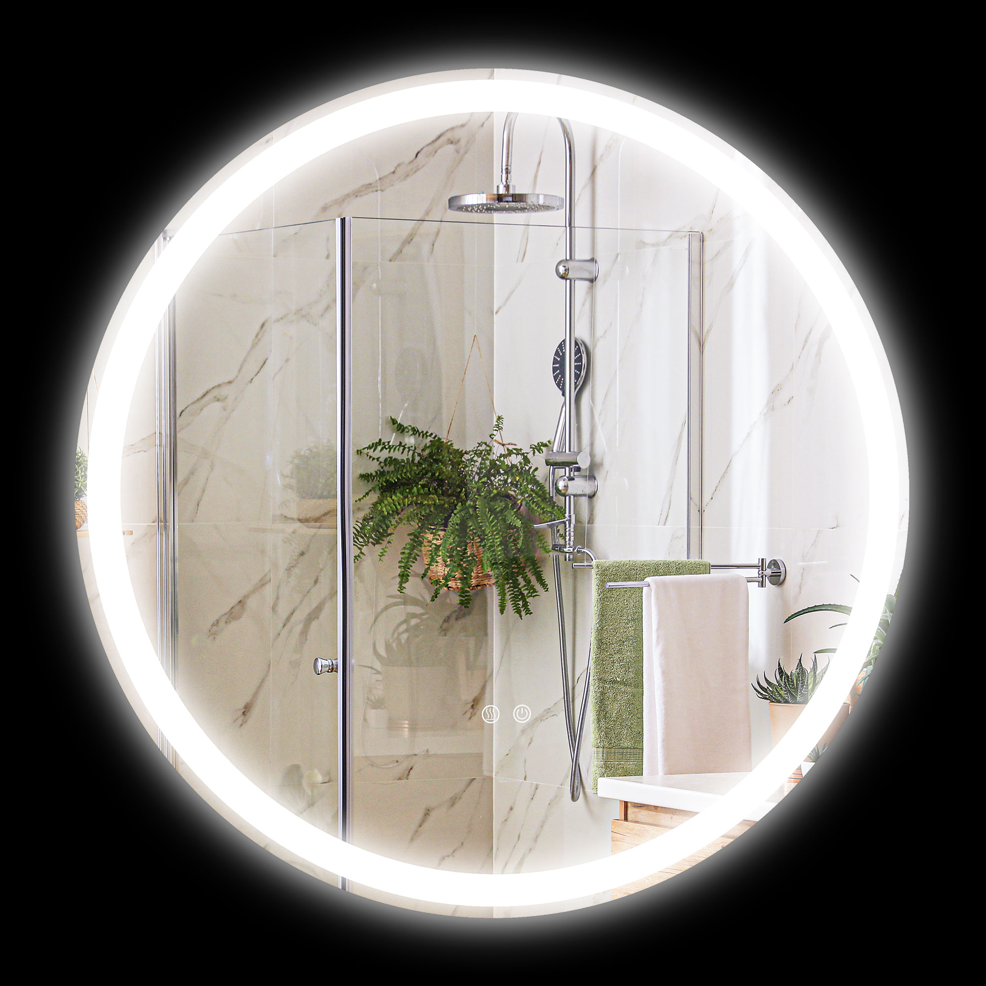 Kleankin - Miroir Rond Lumineux Led De Salle De Bain 29 W Ø 60 Cm