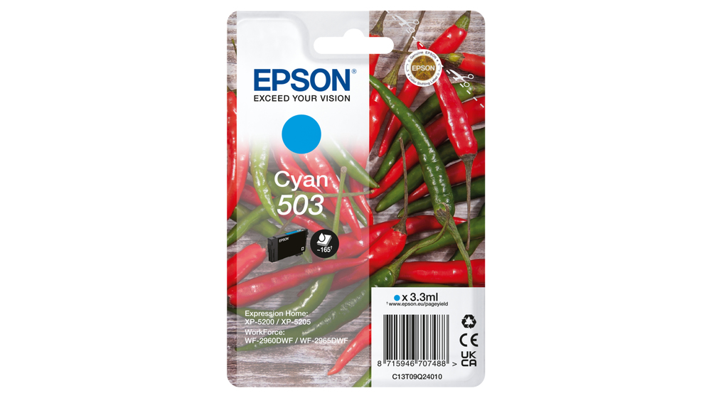 Epson Singlepack Cyan 503 Ink, Standardertrag, Cyan, 3,3 ml, 1 Stück(e), 165 Seiten, Einzelpackung - Bild 12