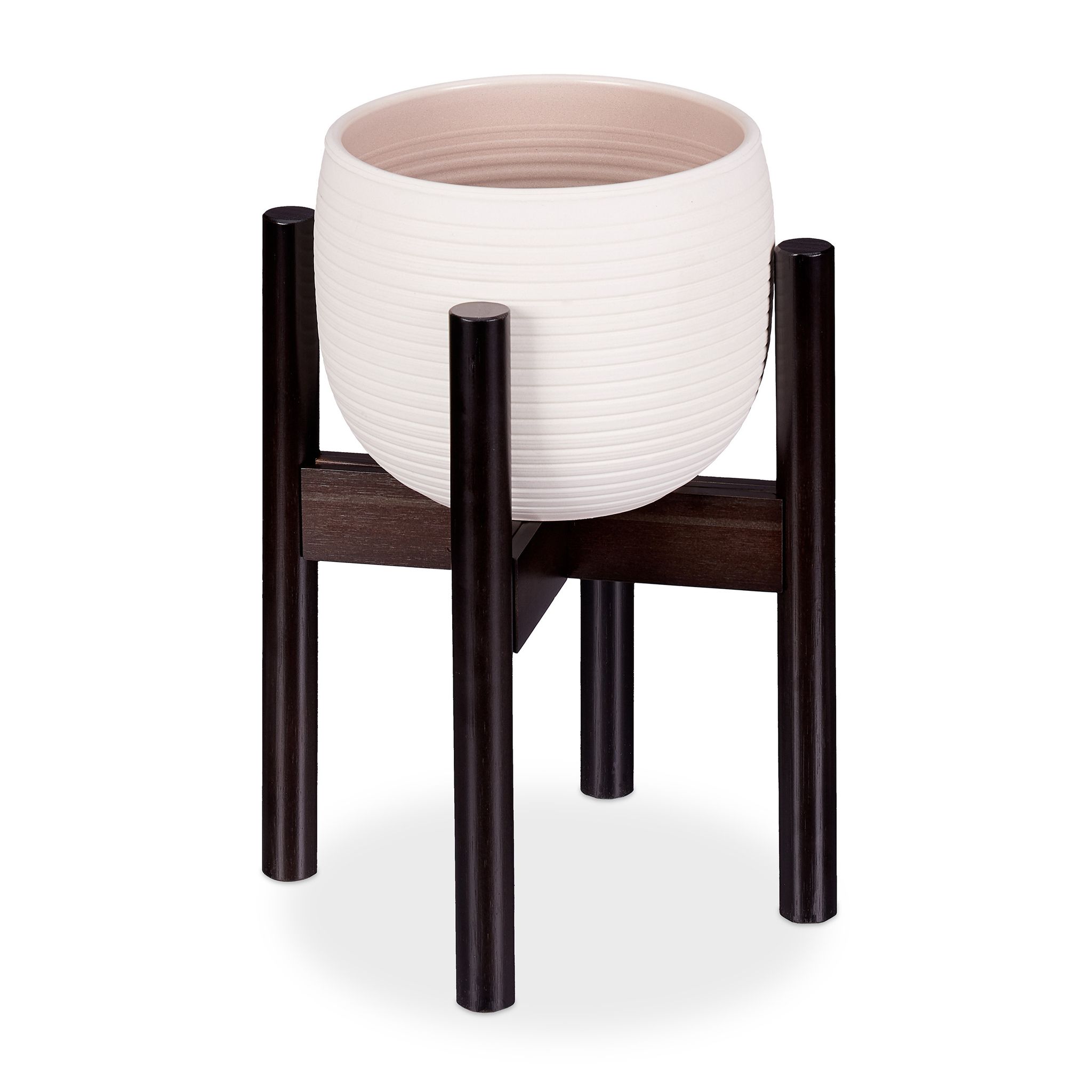 Portavasi In Bambù, Regolabile, Per Vasi Da Max. 32 Cm, Portafiori, Supporto Per Piante, H:35,5 Cm, Marrone - Relaxdays