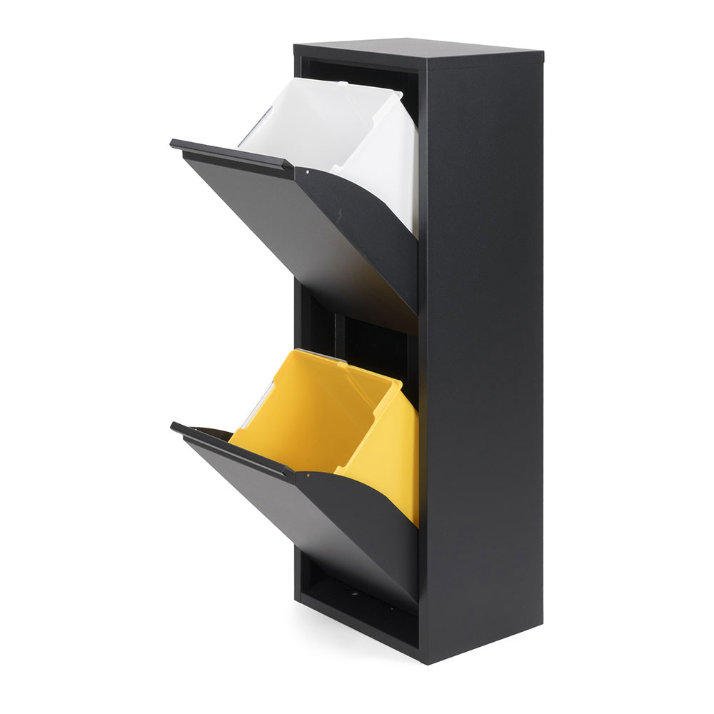 Jobgar Schwarz Recycling Metallschrank 2 Schubladen 92X35x25cm - Bild 3