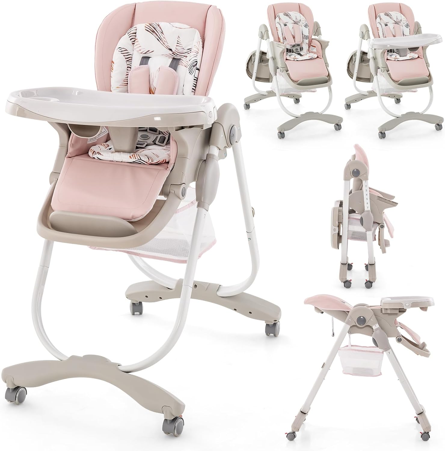 Costway – Chaise Haute Bébé Convertible – 7 Hauteurs Réglables