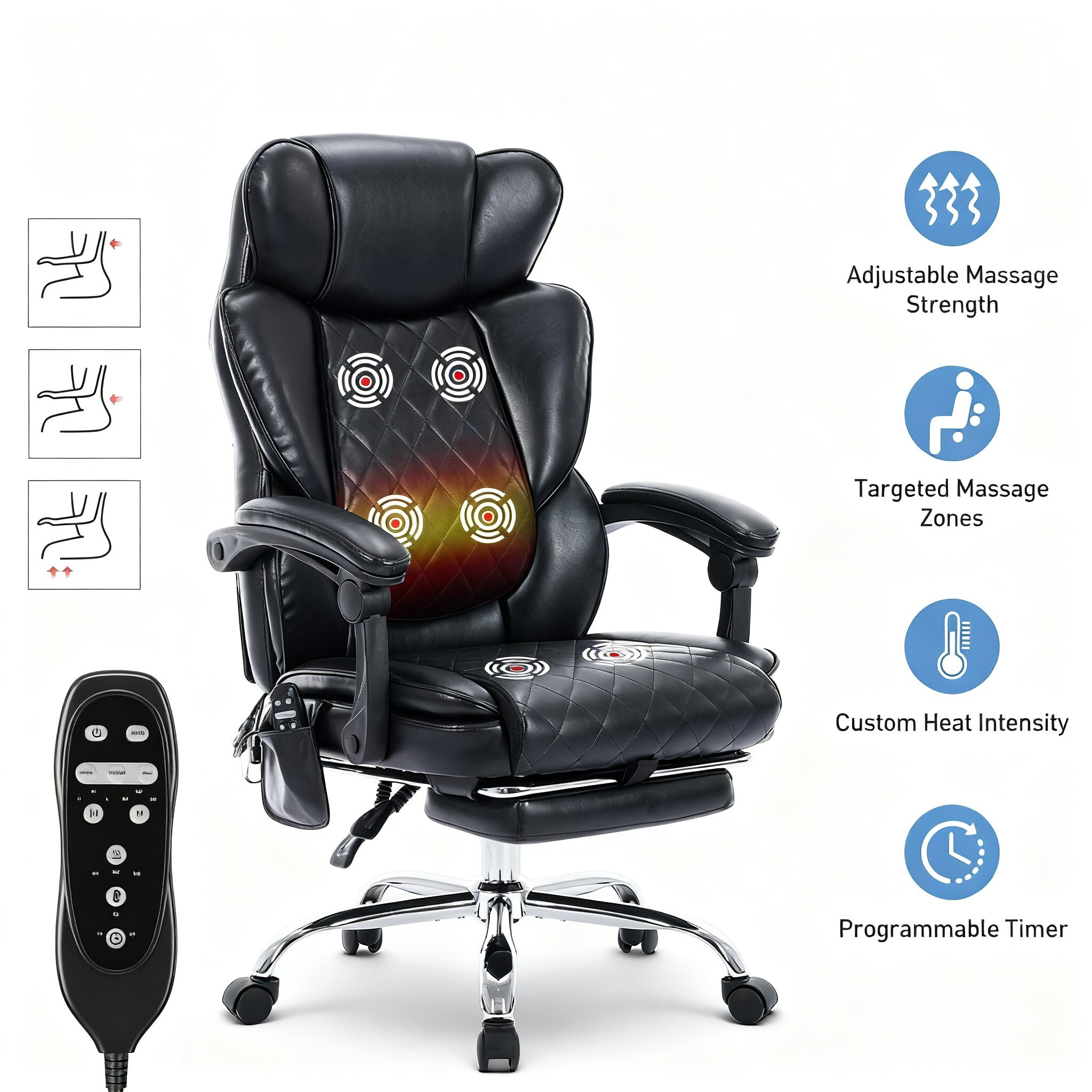 Colamy – Chaise De Bureau Ergonomique Avec Massage 6 Points – Chauffage