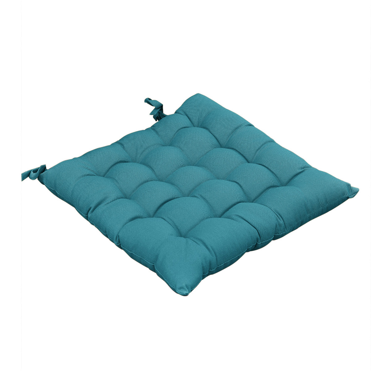 Sophie - Coussin De Chaise Matelassé 38x38cm Coton Coloris Paon