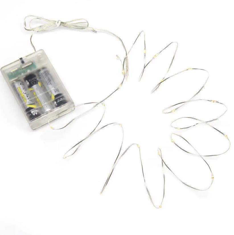 Konstsmide Micro LED Lichterkette, 6h Timer, 40 warm weiße Dioden, batteriebetrieben, Innen, silberfarbener Draht - 1461-190 - Bild 3