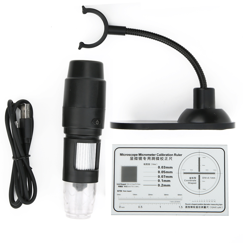 Microscope numérique WiFi USB 1000x, loupe électronique avec support pliable et LED, ABS