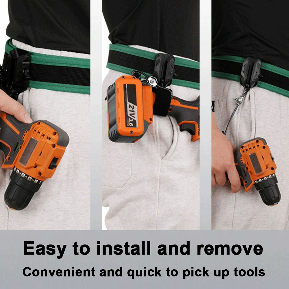 Ceinture porte-outils avec étui à accès rapide, fil d'acier 12 mm, noir