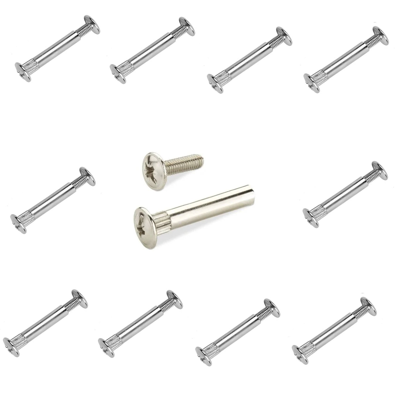 Giunzione Per Mobili Mm 4 / 5 Con Vite Nickelata Cf 10 Pezzi Stringe Da 32 A 42