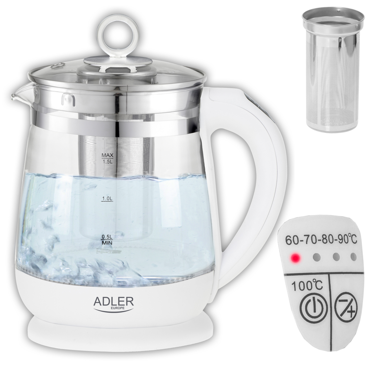 Adler AD 1299 Glas-Wasserkocher einstellbare Temperatur 60°C-100°C Boiler Kettle - Bild 3