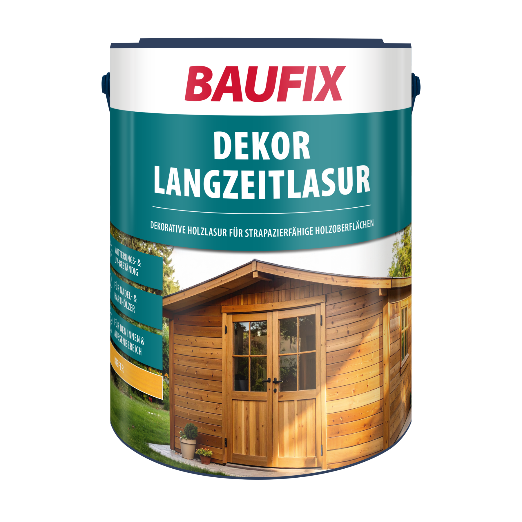 Baufix Dekor Langzeitlasur Kiefer Seidenglänzend, 5 Liter, Holzlasur