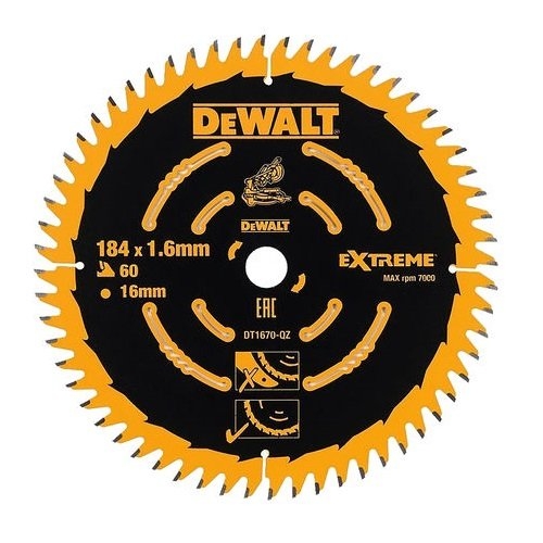 Photo de Lame De Scie 184x16 Mm, 60 Dents Dt1670 Dewalt