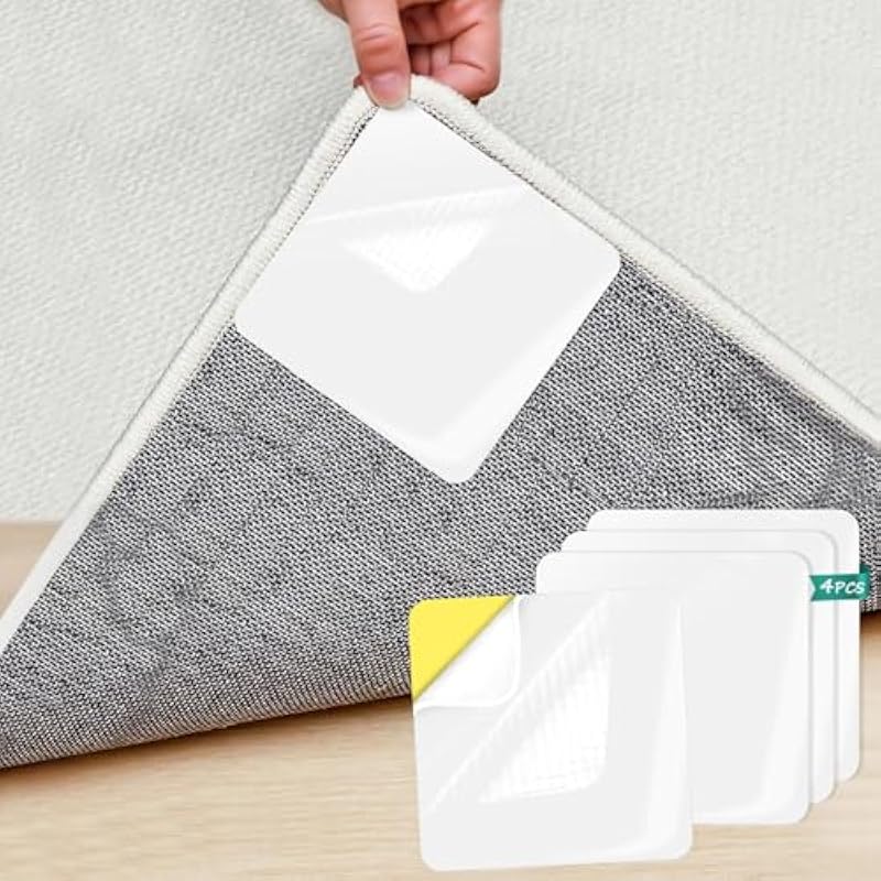 Tapis antidérapant auto-adhésif pour moquette et parquet, lavable et réutilisable, lot de 4