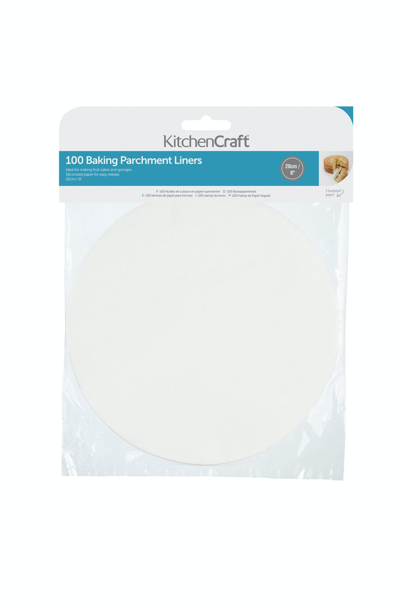 Kitchen Craft Weiß Kitchencraft Antihaft-Backpapier, Rund, Fettdicht, 20 Cm - Packung Of 100 Stück.