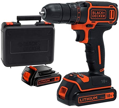 Black & Decker Black&Decker - Black+Decker Werkzeug - 18V Akku-Bohrschrauber, 2X 1,5 Ah Li-Ion Akku, Ladegerät Bdcdc18kb-Qw