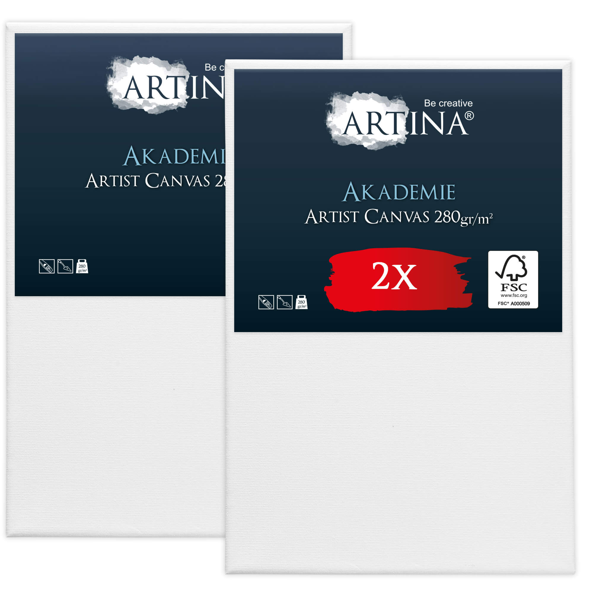 Artina Keilrahmen Leinwand Akademie, 70x90cm, 2er Set