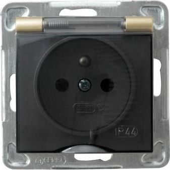 Ospel Impresja Spritzwassergeschützte Steckdose Mit/Ohne Transparenter Ip44-Abdeckung, Goldmetallic Gph-1Yz/M/28/D