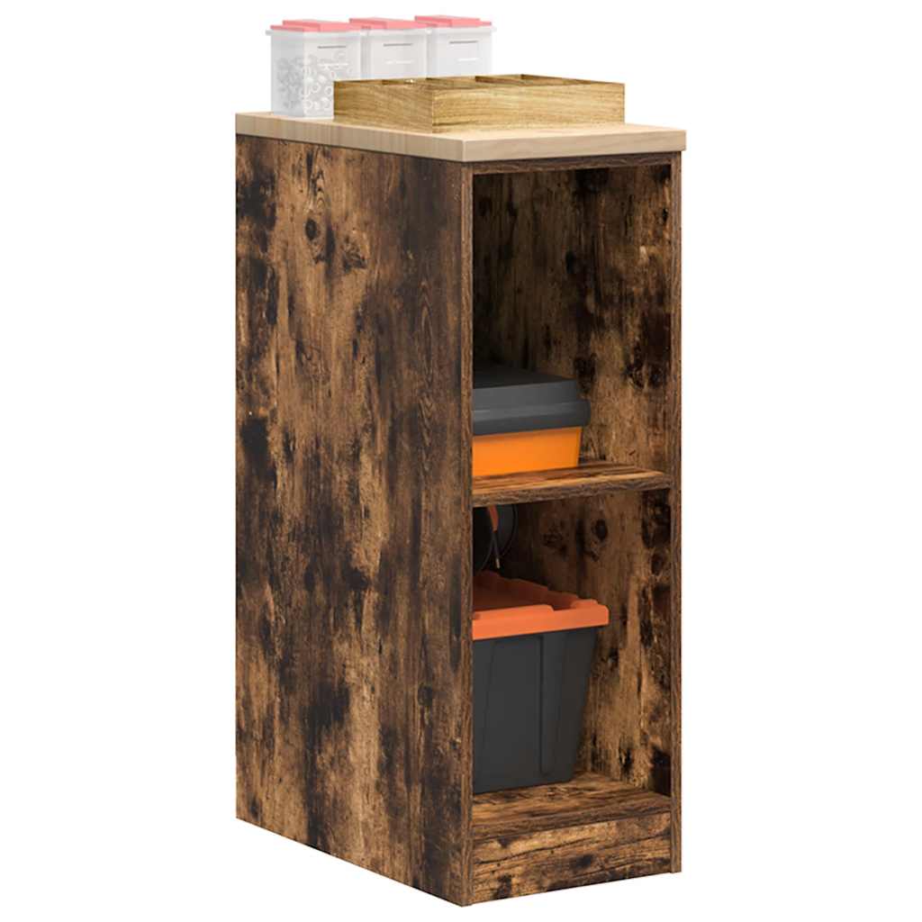 Armoire de rangement d'atelier en bois de pin, 2 étagères et plan de travail, 30x51x85 cm