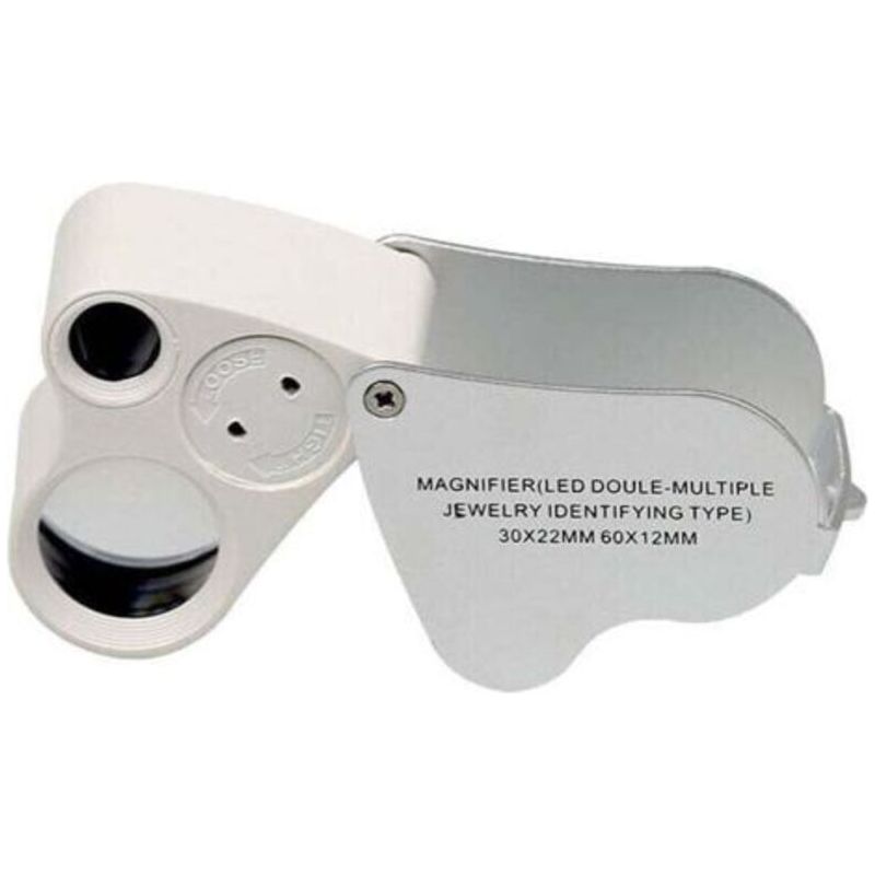 Loupe de joaillier à double focale, grossissement 60x 12 mm et 30x 22 mm, LED