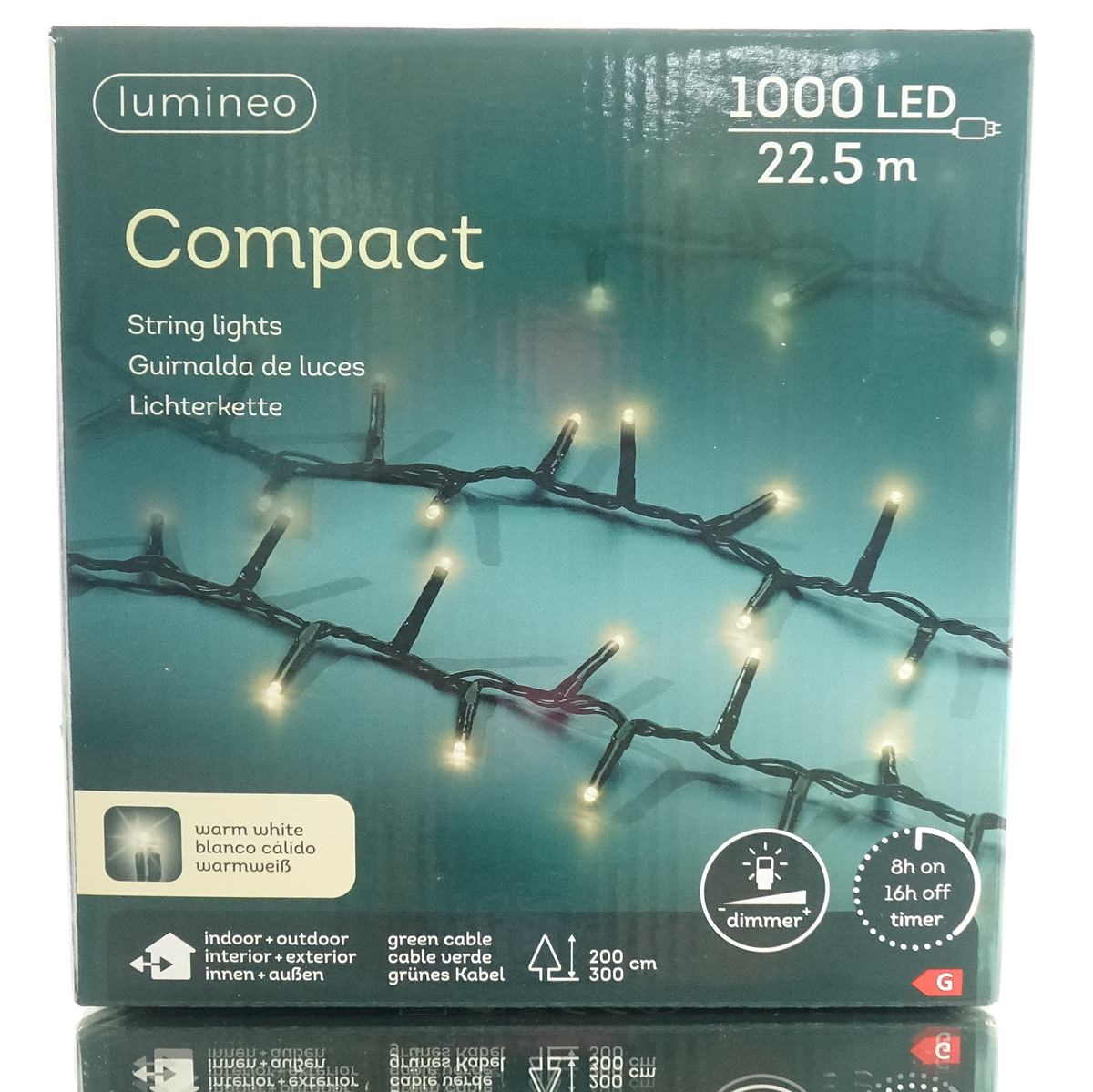 Lumineo Grün - Led Lichterkette Compact 2.250 Cm 1.000 Lichter Warmweiß