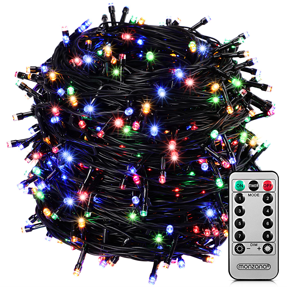 Lichterkette Außen 200x 400x 600x Led Mit Fernbedienung Timer 8 Leuchtmodi Dimmbar Ip44 Innen Warmweiß Kaltweiß Bunt 40m Bunt - Schwarzes Kabel - Monzana