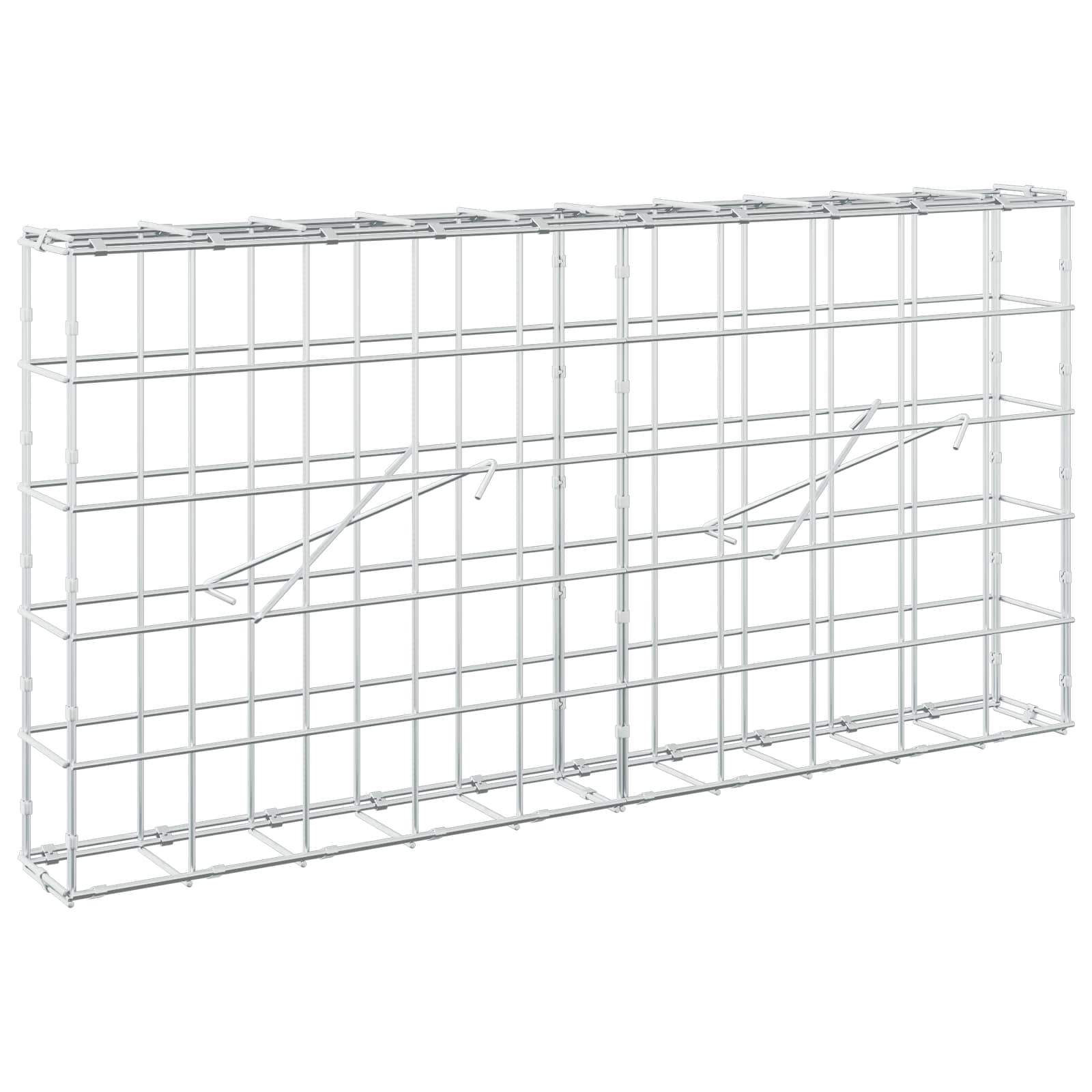 Vidaxl Versilbert Gabione Mit 5 Mm Draht Und 10X10 Cm Maschen 100X10x50 Cm