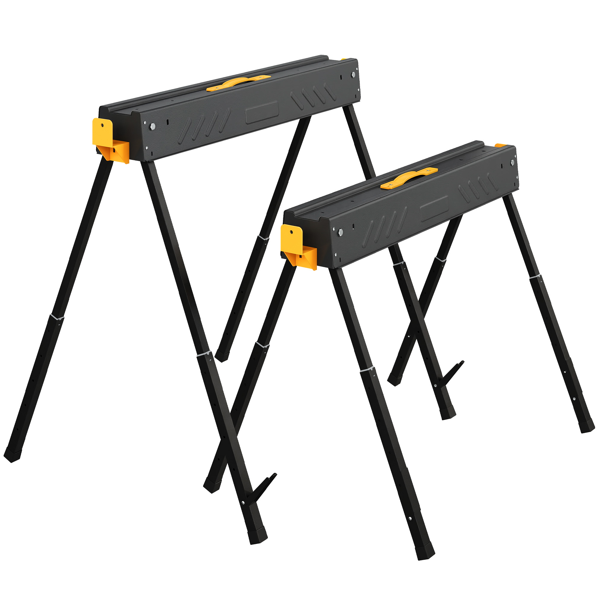 Tréteaux pliables réglables en hauteur, support 250 kg chacun, crochets pour planches, lot de 2