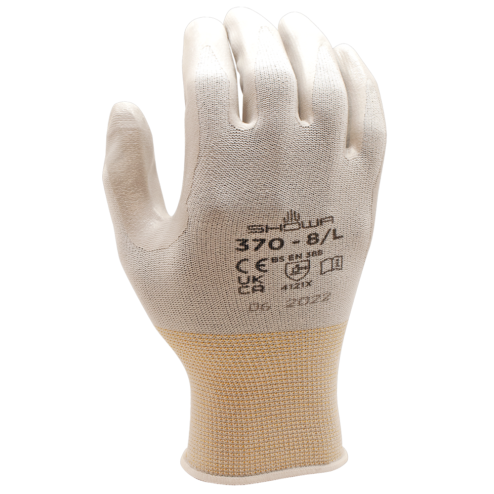 Showa Weiß 370W Nahtloser Arbeitshandschuh, Nylonhandfläche, Nitril, Allzweck, 6/S - Bild 4