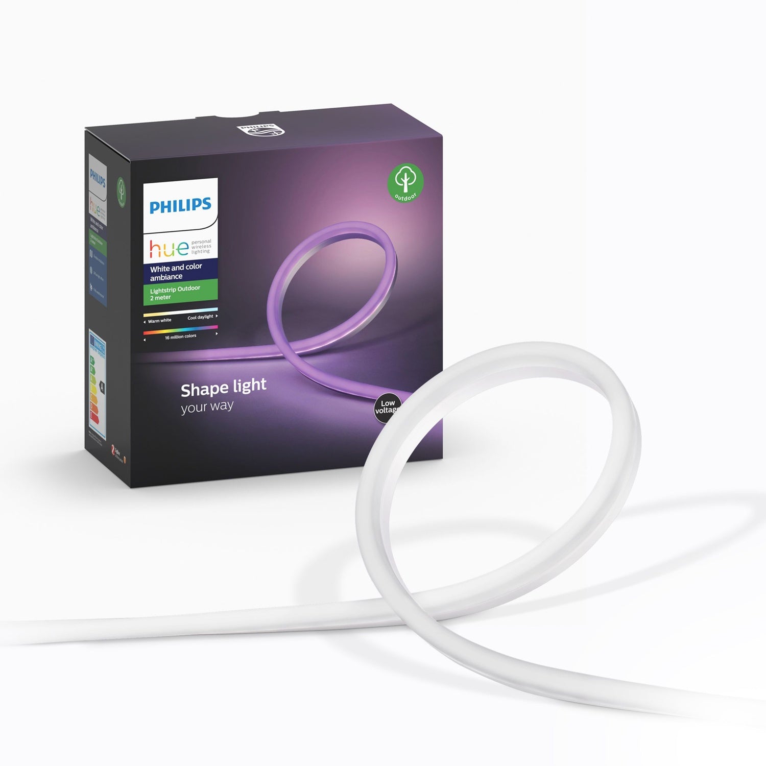 Philips Hue White and Color ambiance Lightstrip Outdoor 2 Meter, Intelligenter Leuchtstreifen, Bluetooth/Zigbee, Weiß, LED, Silikon, Nicht austauschbare(s) Leuchtmittel - Bild 4